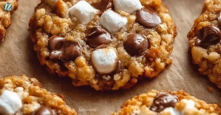 Crunchy chocolate chip rice Krispie cookies on a plate, ideal for dessert lovers