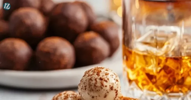 Fireball Whiskey Balls served in a festive bowl with cinnamon sticks