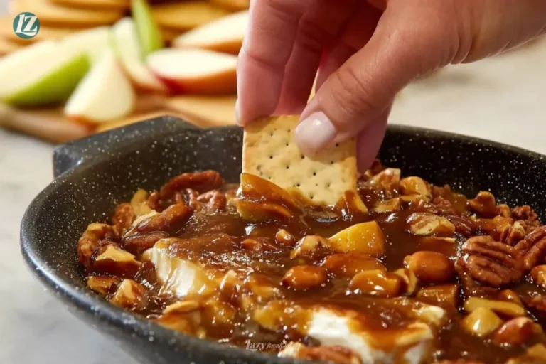 Delicious no bake pecan pie dip served in a bowl with graham crackers.