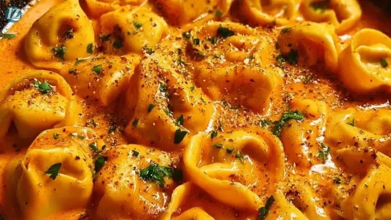 One-Pot Spicy Garlic Butter Chicken Tortellini with garlic and spices