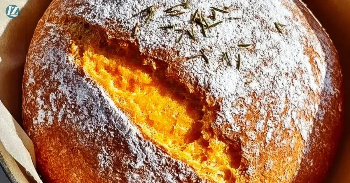Homemade Dutch Oven pumpkin bread fresh out of the oven
