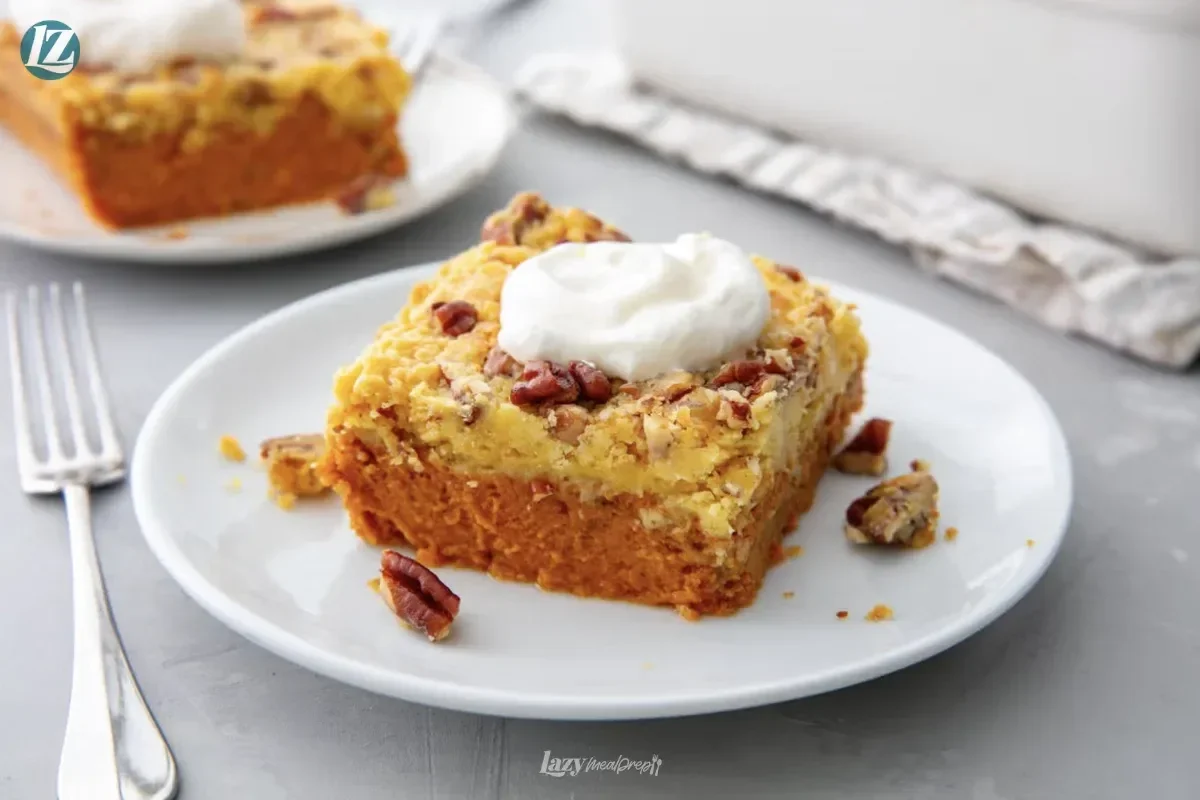 Easy Pumpkin Pie Dump Cake recipe for a quick fall dessert
