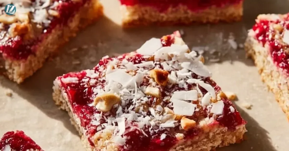 Delicious Raspberry Coconut Magic Bars ready to enjoy as a sweet treat.