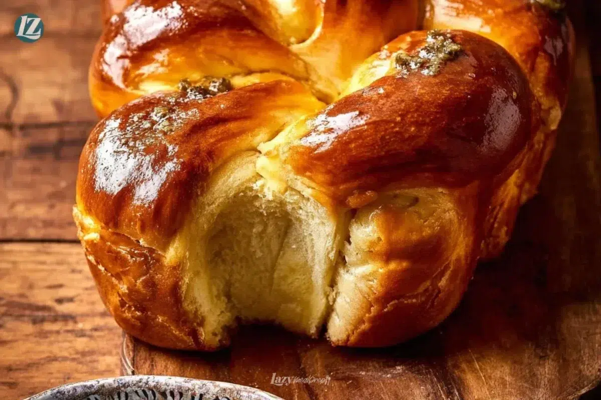 Freshly baked salted sage honey butter brioche rolls on a wooden table