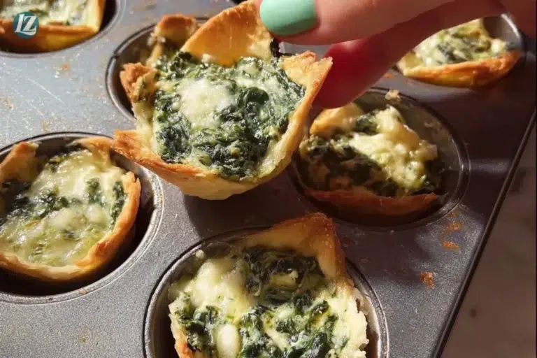 Delicious spinach and artichoke wonton cups served as a party appetizer