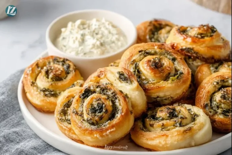 Delicious Spinach and Feta Pinwheels served on a platter