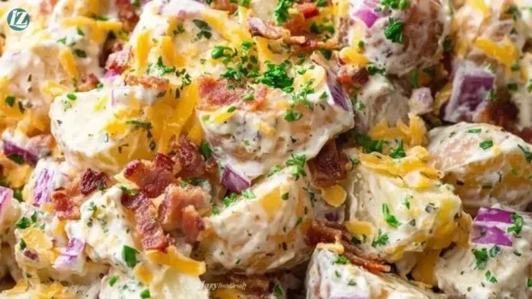 Delicious Steakhouse Potato Salad with creamy dressing and herbs