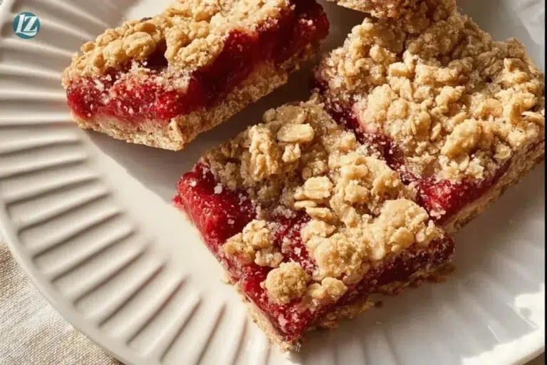 Delicious Strawberry Oatmeal Bars served on a plate