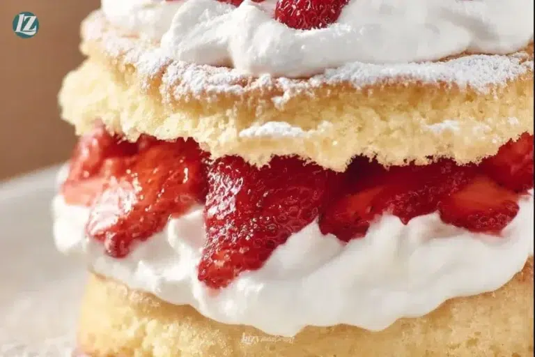 Homemade Strawberry Shortcake topped with fresh strawberries and whipped cream
