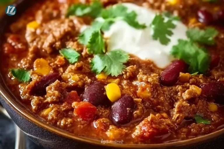 Delicious bowl of The Pioneer Woman Chili topped with cheese and cilantro