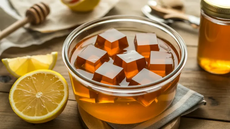 Gelatin trick recipe cubes in glass container for weight loss