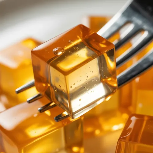 Close up of homemade gelatin cube texture