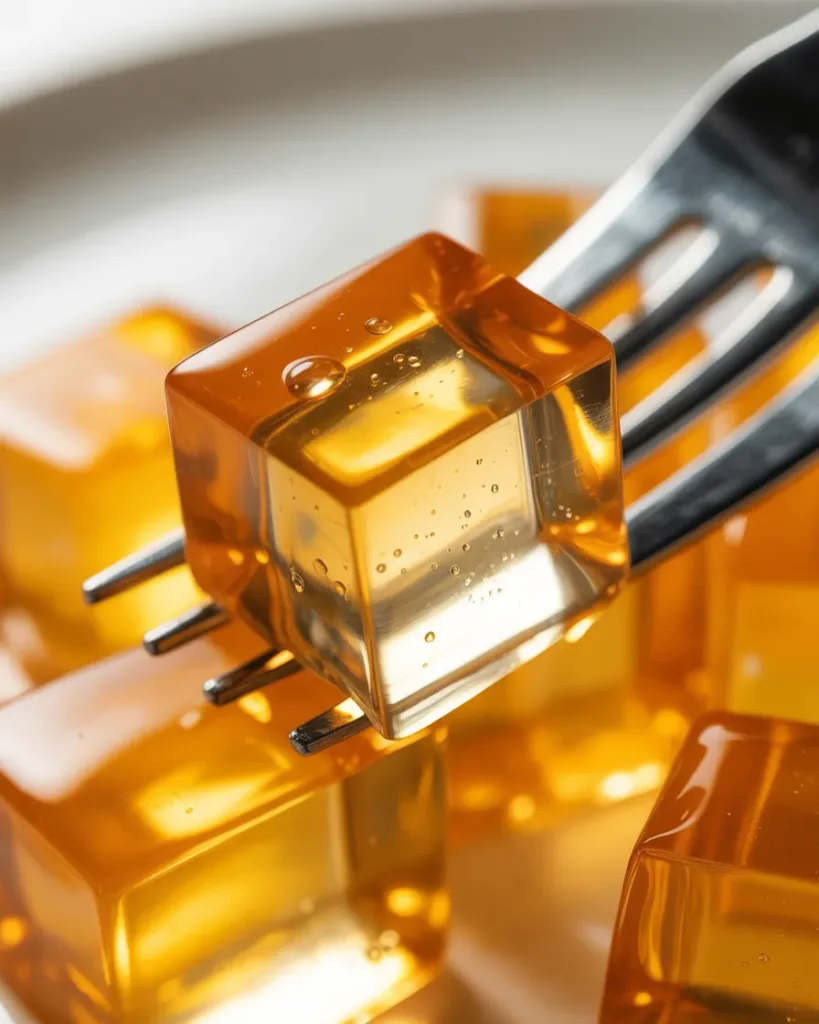Close up of homemade gelatin cube texture