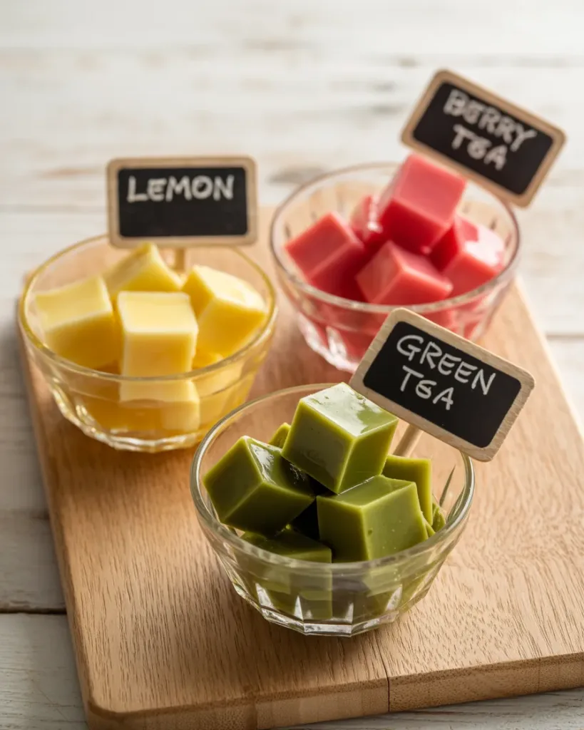 Different flavor variations of gelatin trick recipe