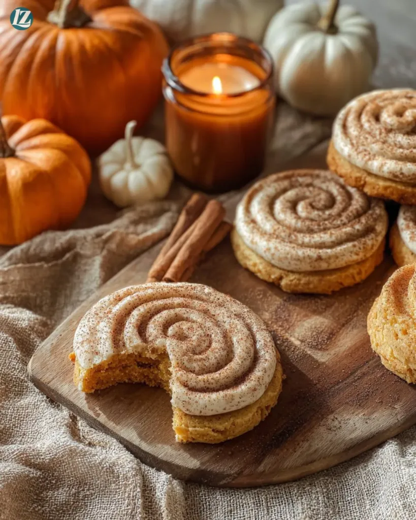 Pumpkin cookies cinnamon frosting soft