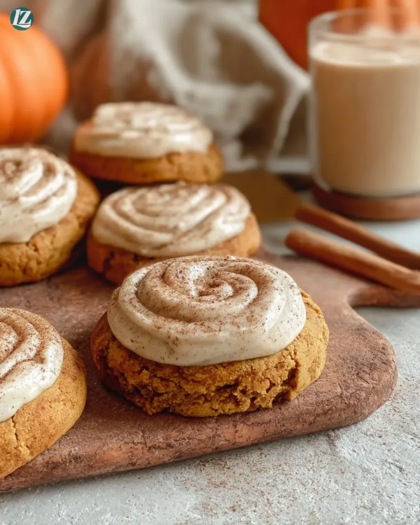 Pumpkin cookies cinnamon frosting soft recipe