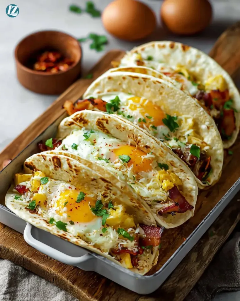 Tasty baked breakfast tacos morning