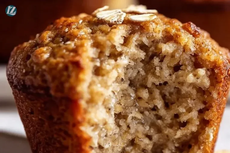 Freshly baked Banana Oatmeal Muffins on a cooling rack