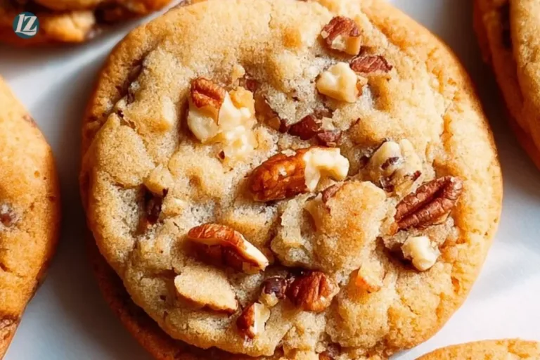 Delicious homemade Butter Pecan Cookies on a plate with pecans.