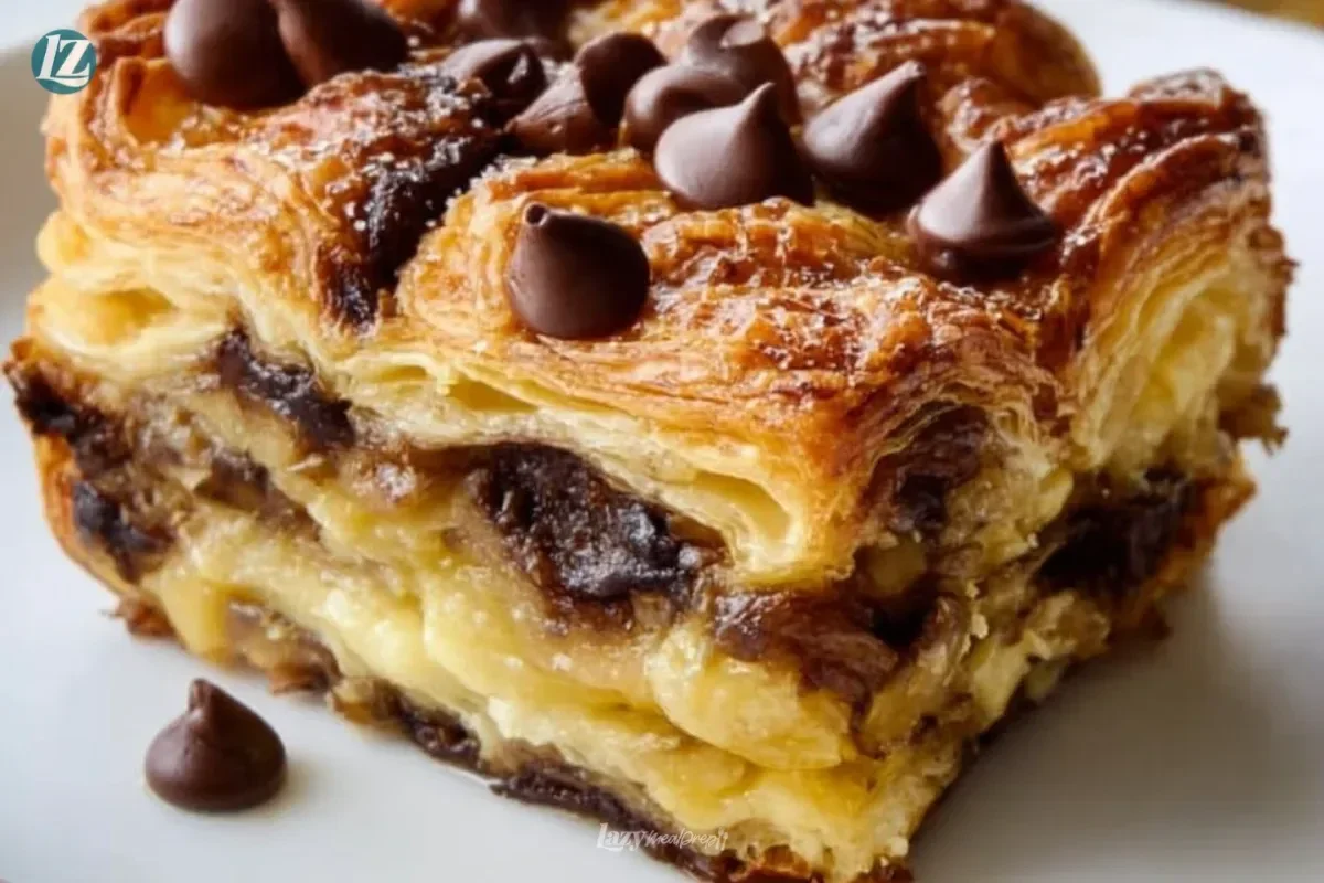 Delicious chocolate croissant breakfast bake fresh out of the oven.
