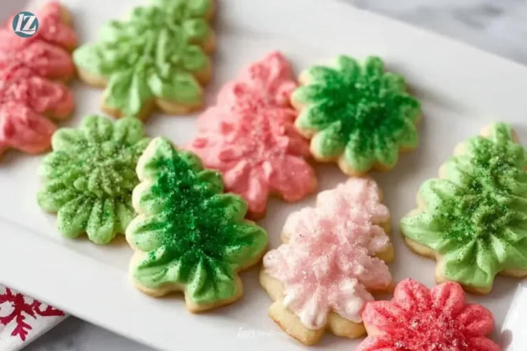 Plate of colorful Christmas Spritz Cookies for the holiday season