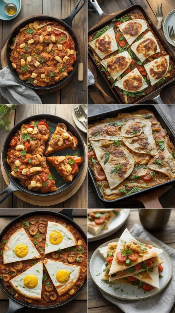 One-Pan Dinners Collection of seven easy one-pan dinner recipes including salmon, quesadillas, and skillet meals for busy weeknight cooking