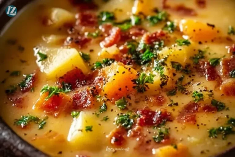 Delicious Outback Potato Soup served in a bowl with toppings