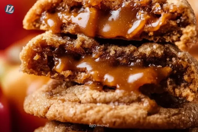 Salted caramel apple pie cookies with a rich, sweet topping.