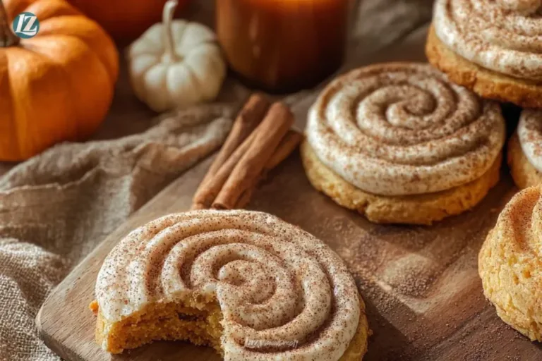 Soft pumpkin cookies with cinnamon frosting on a plate