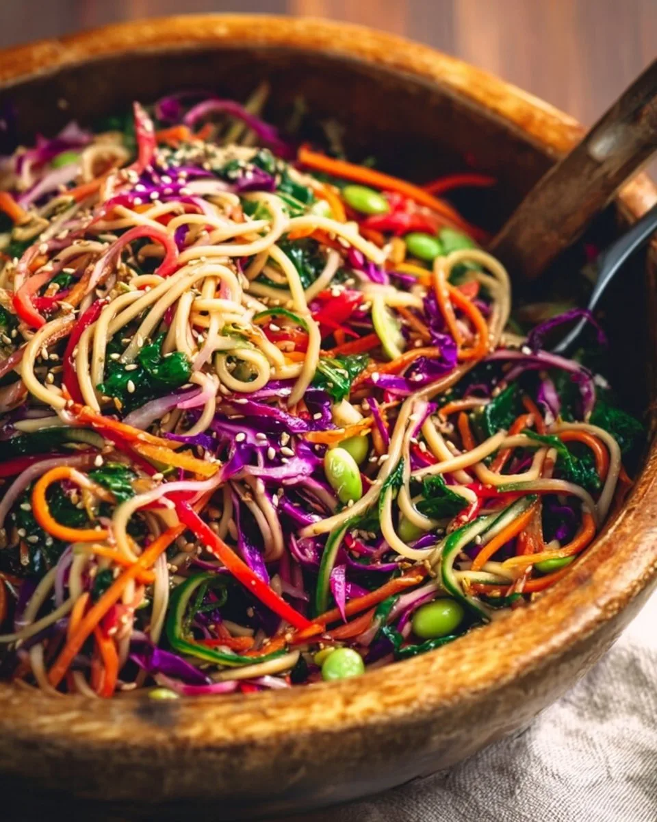 Rainbow Noodles with Tangy Asian Dressing