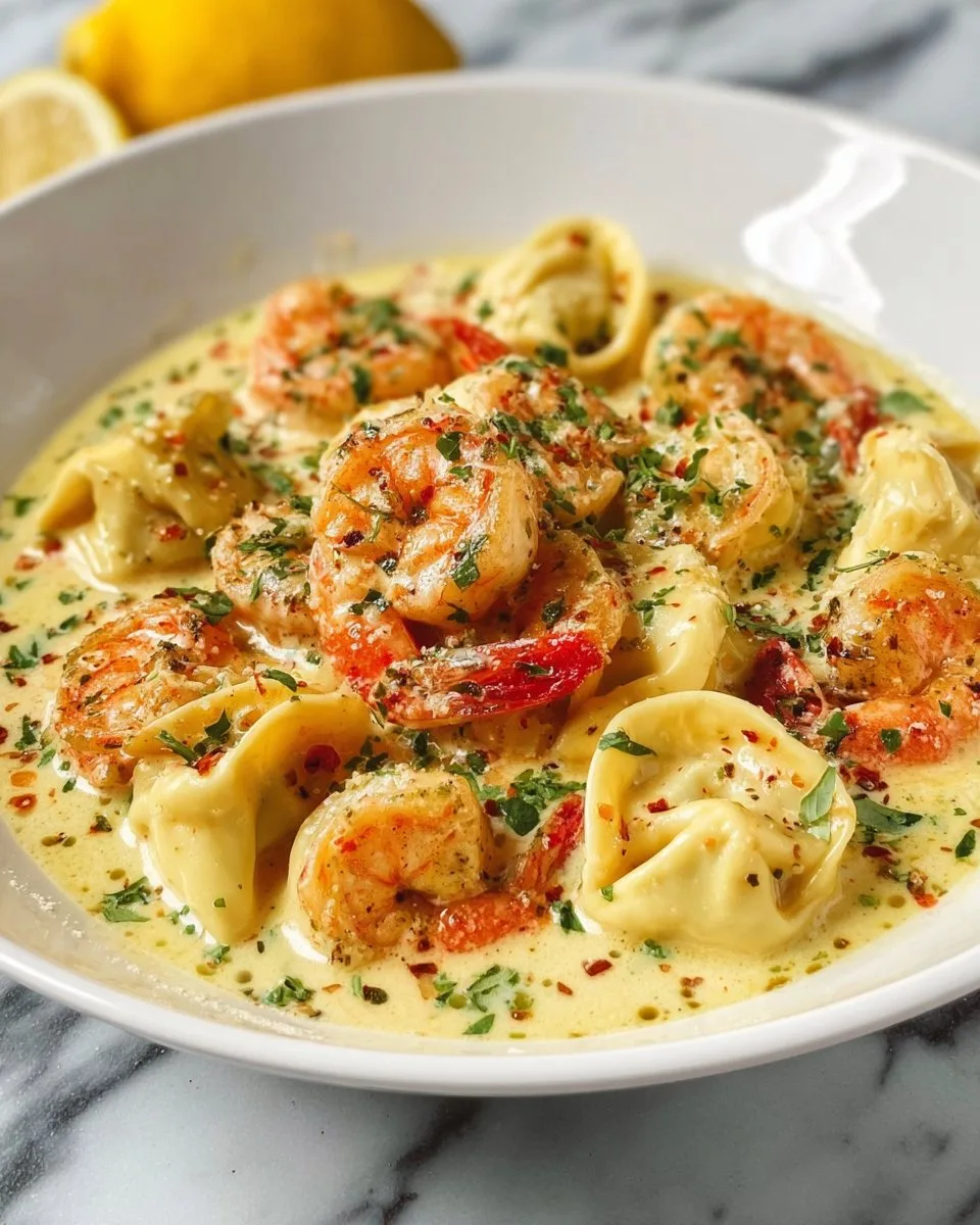 Shrimp Tortellini in Lemon Garlic Cream Sauce
