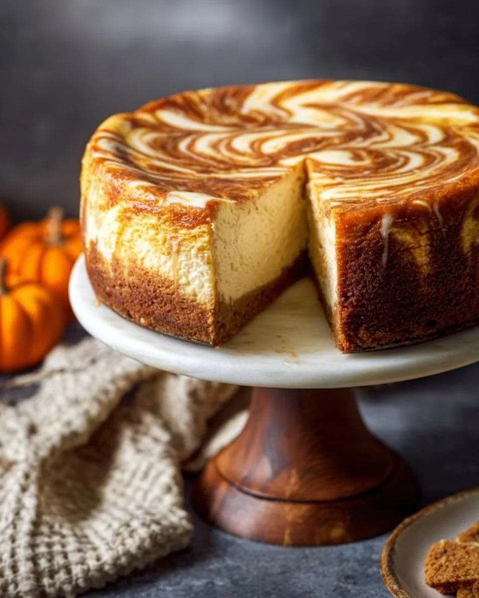 Easy Pumpkin Swirl Cheesecake Recipe - Perfect Fall Dessert!