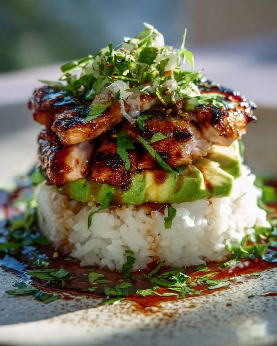 Honey Lime Chicken & Avocado Rice Stack