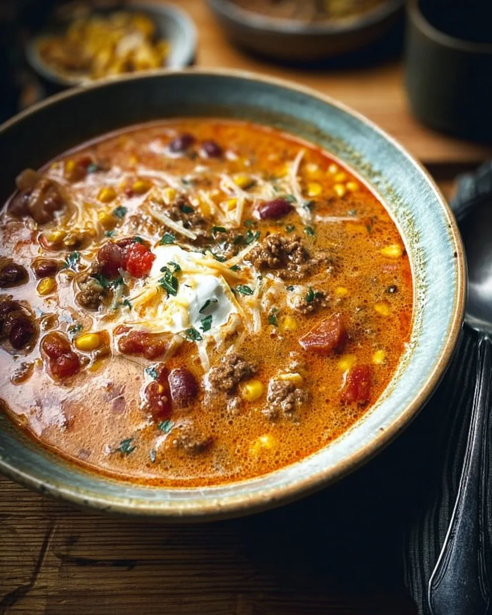 Creamy Beef Taco Soup