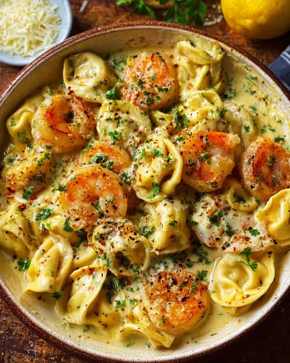 Shrimp Tortellini in Lemon Garlic Cream Sauce