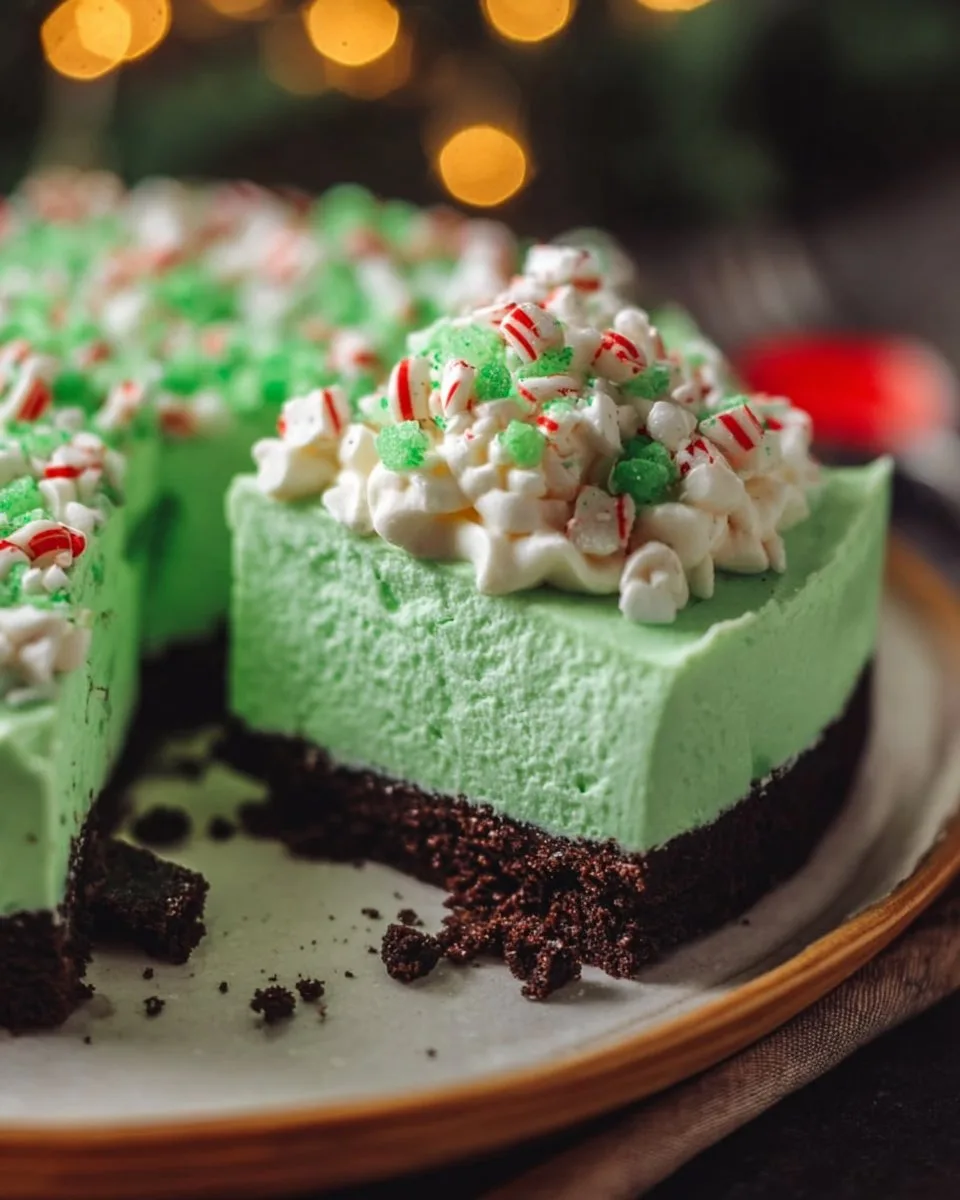 No Bake Grinch Christmas Cheesecake