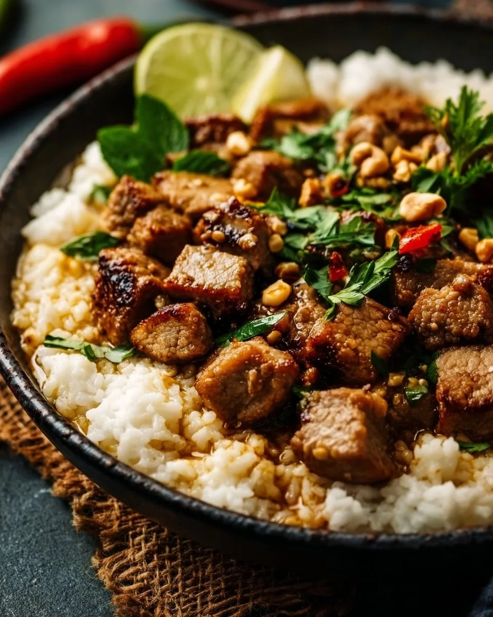 Easy Ginger Lime Pork with Creamy Coconut Rice