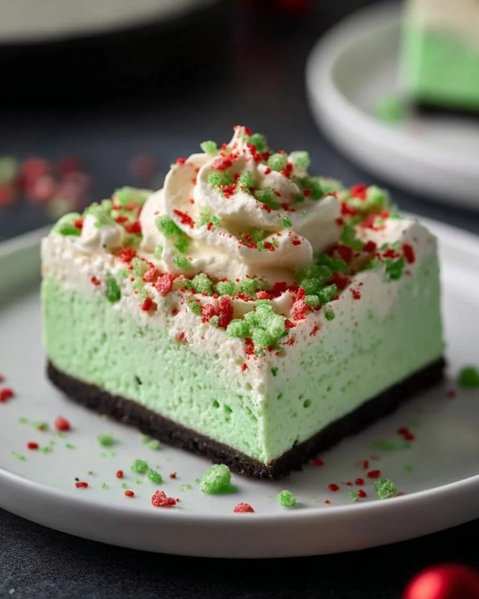 No Bake Grinch Christmas Cheesecake