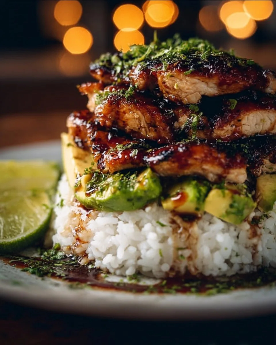 Honey Lime Chicken & Avocado Rice Stack