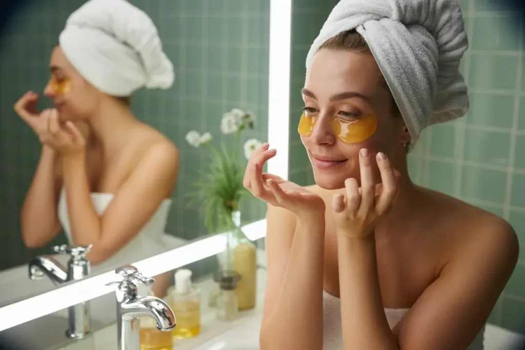 Honey eye cream reducing under-eye wrinkles and dark circles for youthful skin.