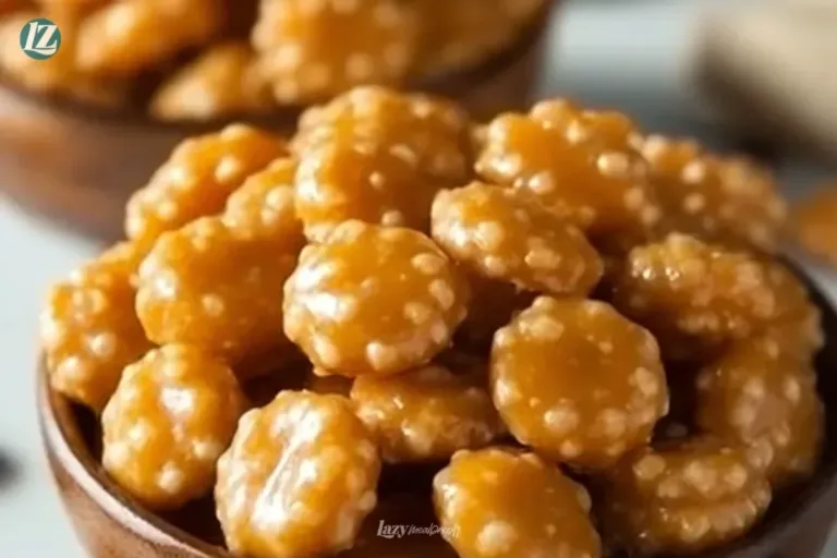 Close-up of caramel crackers with a crispy texture and rich caramel drizzle