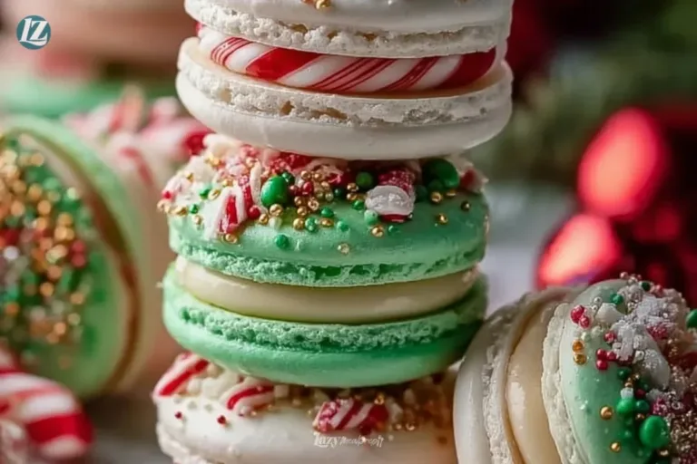 Christmas Tree Cake Macarons decorated for the holiday season