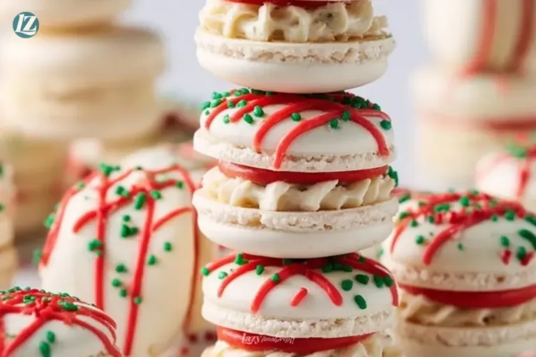 Christmas Tree Cake Macarons decorated for the holiday season