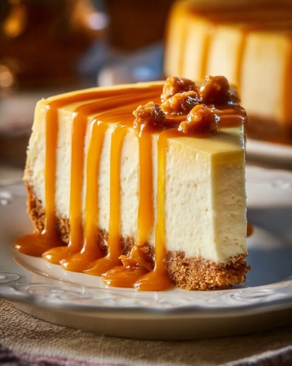 Salted Caramel Cheesecake with Toffee Bits Recipe