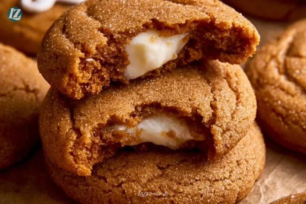 Plate of gingerbread cheesecake cookies decorated with festive icing