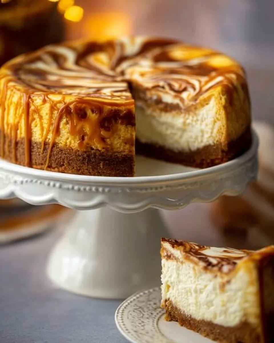 Easy Pumpkin Swirl Cheesecake Recipe - Perfect Fall Dessert!