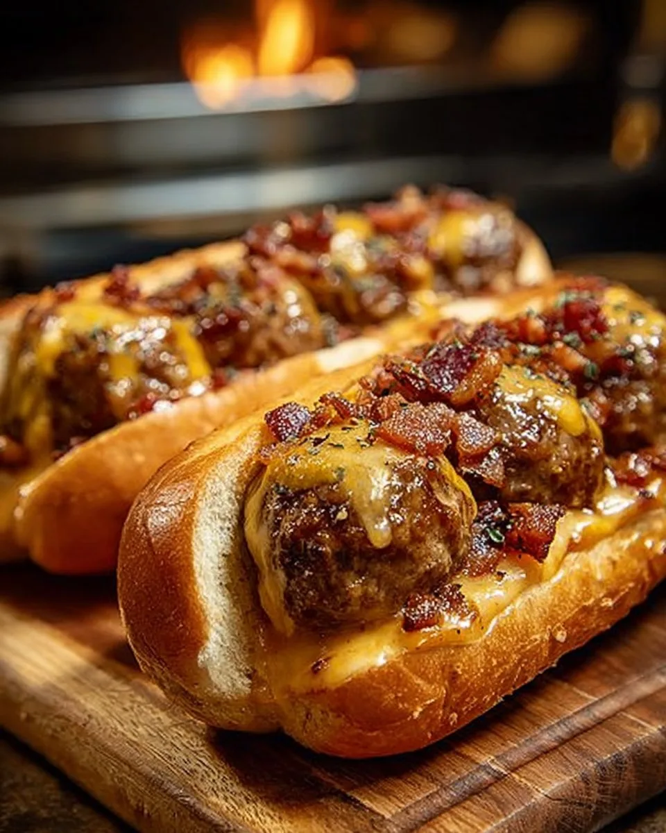 Bourbon BBQ Bacon Cheeseburger Meatball Subs Ready in 30 Minutes