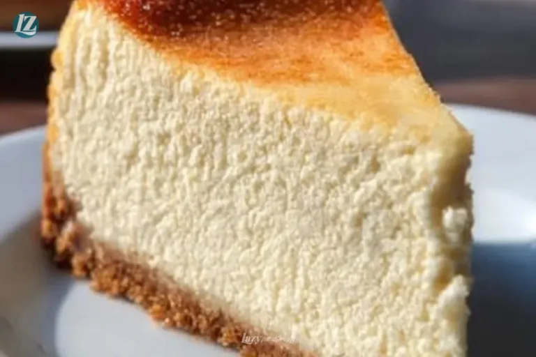 Delicious slice of New York Cheesecake topped with fresh strawberries
