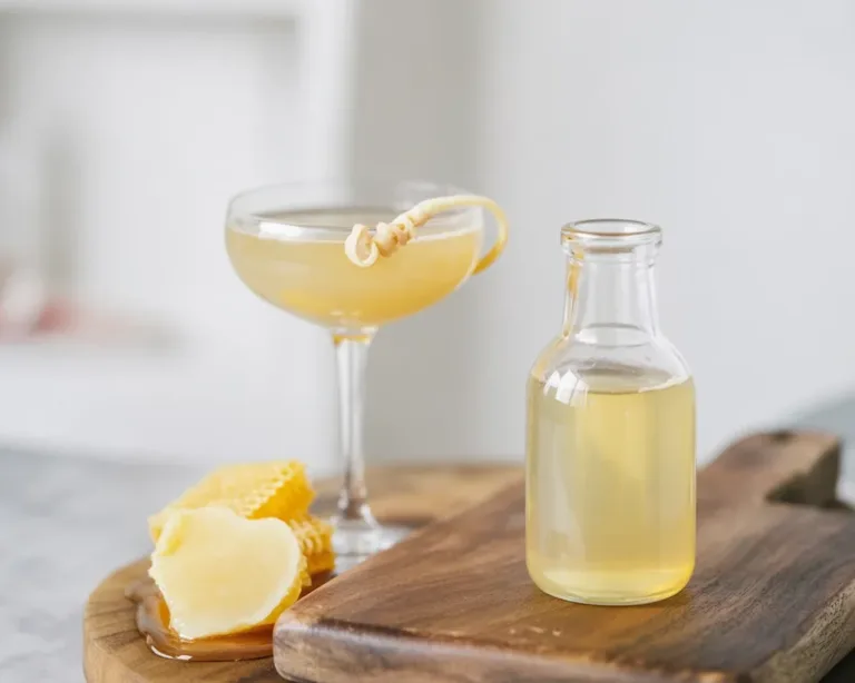 A refreshing glass of honey water with lemon and ginger, perfect for soothing colds.
