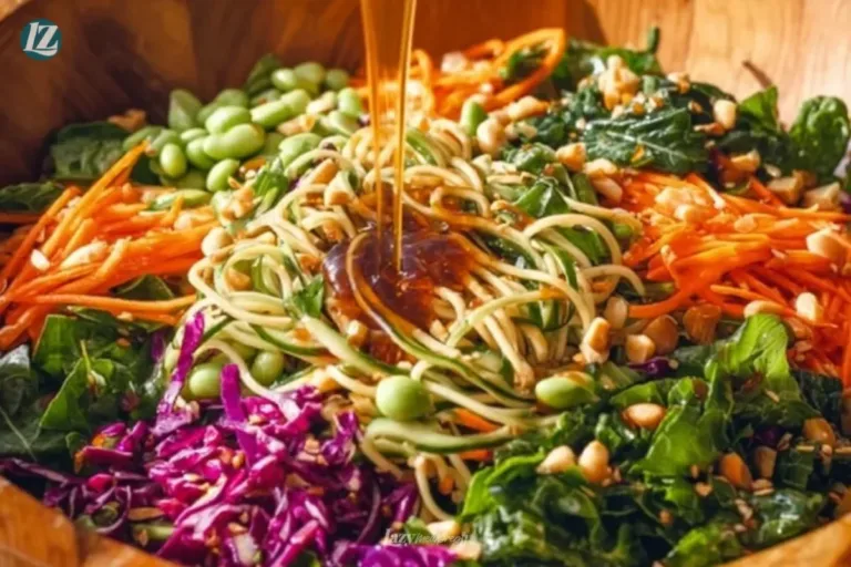 Colorful Rainbow Noodles served with a zesty Asian dressing